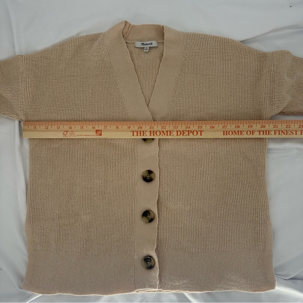 Madewell Sz XS Cream Button-up Ribbed Oversized Cardigan Stretchy Minimalistic - Picture 6 of 6